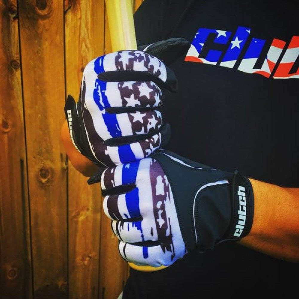 American Flag Baseball & Softball Batting Gloves, Super Grip Finger Fit, Performance Mesh & Perforated Sheepskin Palm for Adults & Youth