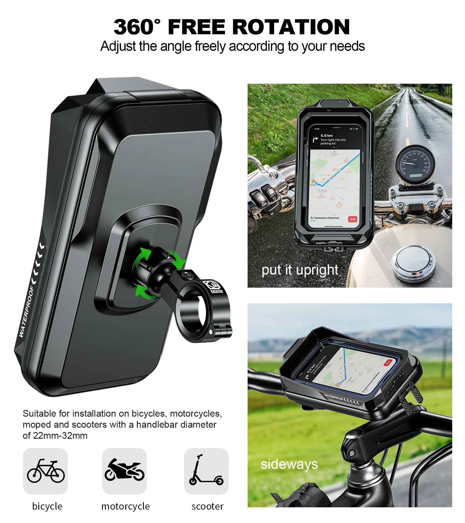 Bike Phone Handlebar Bag Holder Bike & Sun-Visor Cover Handlebar Mount Base Touch-Screen Mobile Phone Waterproof Bike Bag
