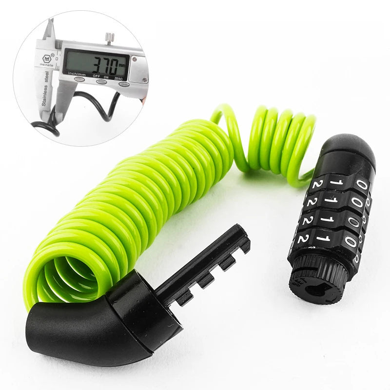Helmet Lock Anti-Theft 4 Digit Password MTB Road Bike Locks for Scooter Motorcycle Portable Cycling Bicycle Cable Lock