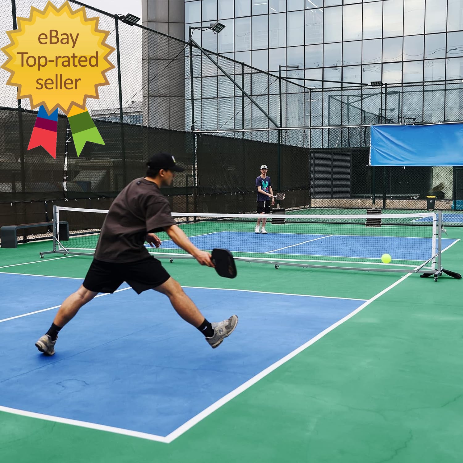 Pro Pickleball Net with Wheels and Hand Winch Tournament Regulation Size Anti-Sa