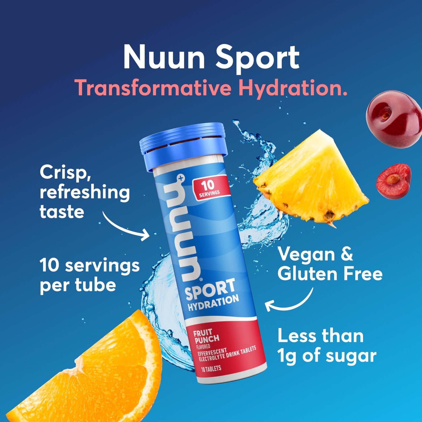Nuun Sport Electrolyte Tablets - 4 Pack (40 Servings) - Gluten Free, Vegan,