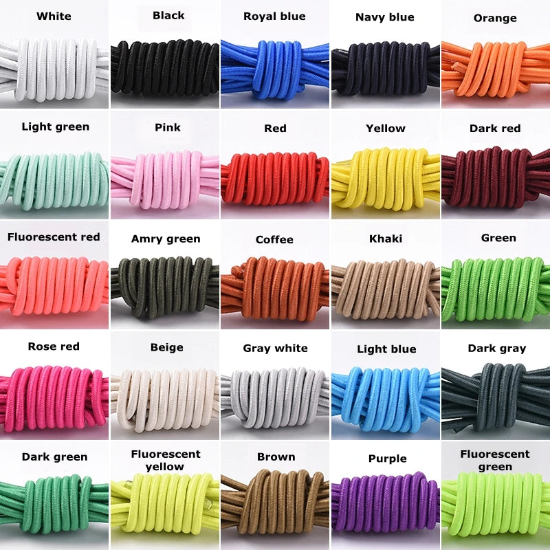 1Pair Elastic Shoelaces round No Tie Shoe Laces Sneakers Shoelace Kids Adult Elastic Laces One Size Fits All Shoes Dropshipping