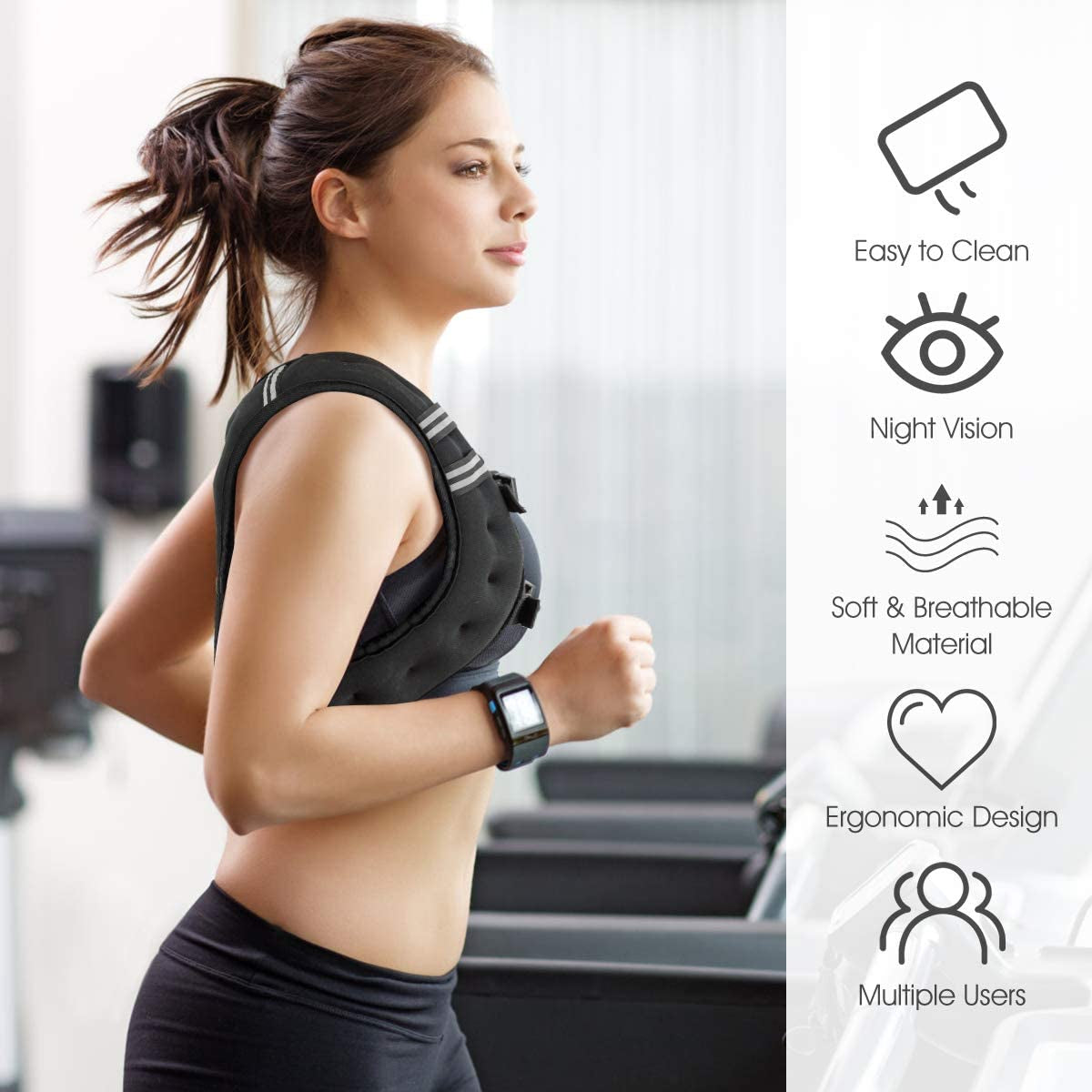 Weighted Vest for Women Men Kids, 16Lb/20Lb/30Lb Body Weight Vests with Reflective Stripe, Adjustable Weight Loss Workout Equipment for Fitness, Strength Training, Running, Walking, Jogging