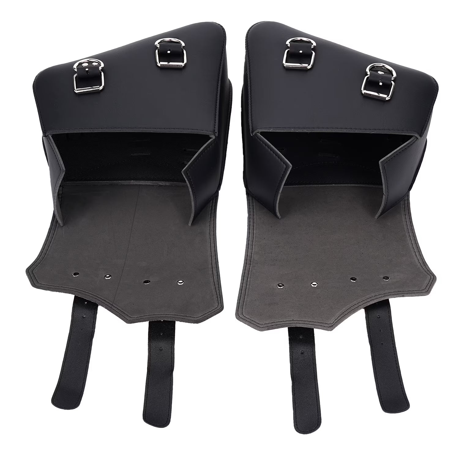 Leather Motorcycle Saddlebags Large Quick-Easy Universal Fit Throw over Saddle Bags Cruiser Biker Side Bags, Black, 1 Pair