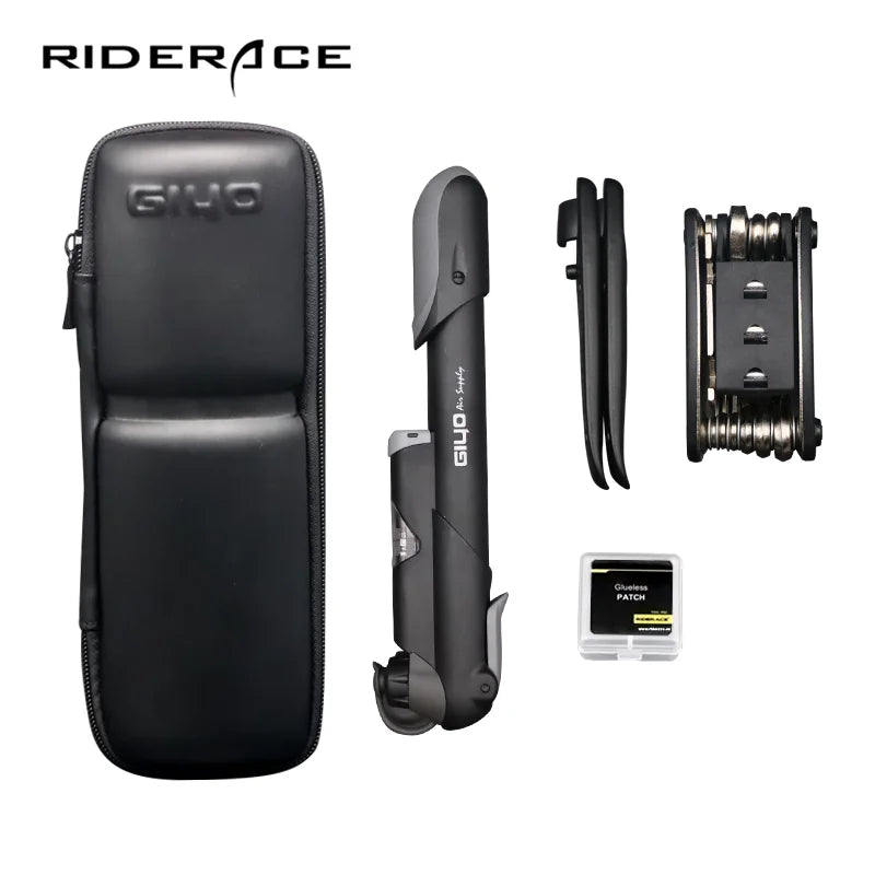 Bicycle Tire Repair Tools Kits Multi-Function Hand Air Pump Hose Set Inflator Schrader Presta Valve for Bike Inner Tire Patches