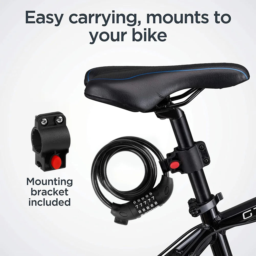 Bike Lock with Combination 4 Ft Bicycle Lock Secure 5 Digit Resettable Cable Lock