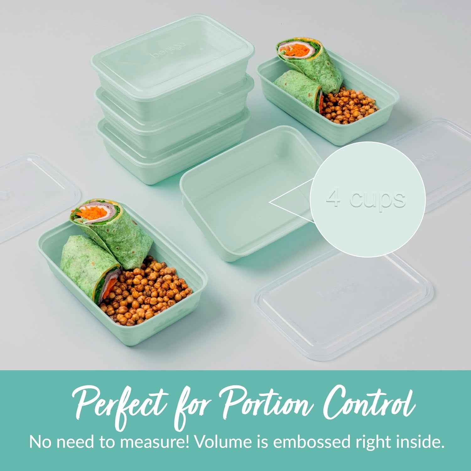 Prep - 20-Piece 1-Compartment Reusable Meal Prep Containers with Lids, PFAS & BPA Free Materials, Durable, Microwave, Freezer, & Dishwasher Safe to Go Food Storage (Mint)