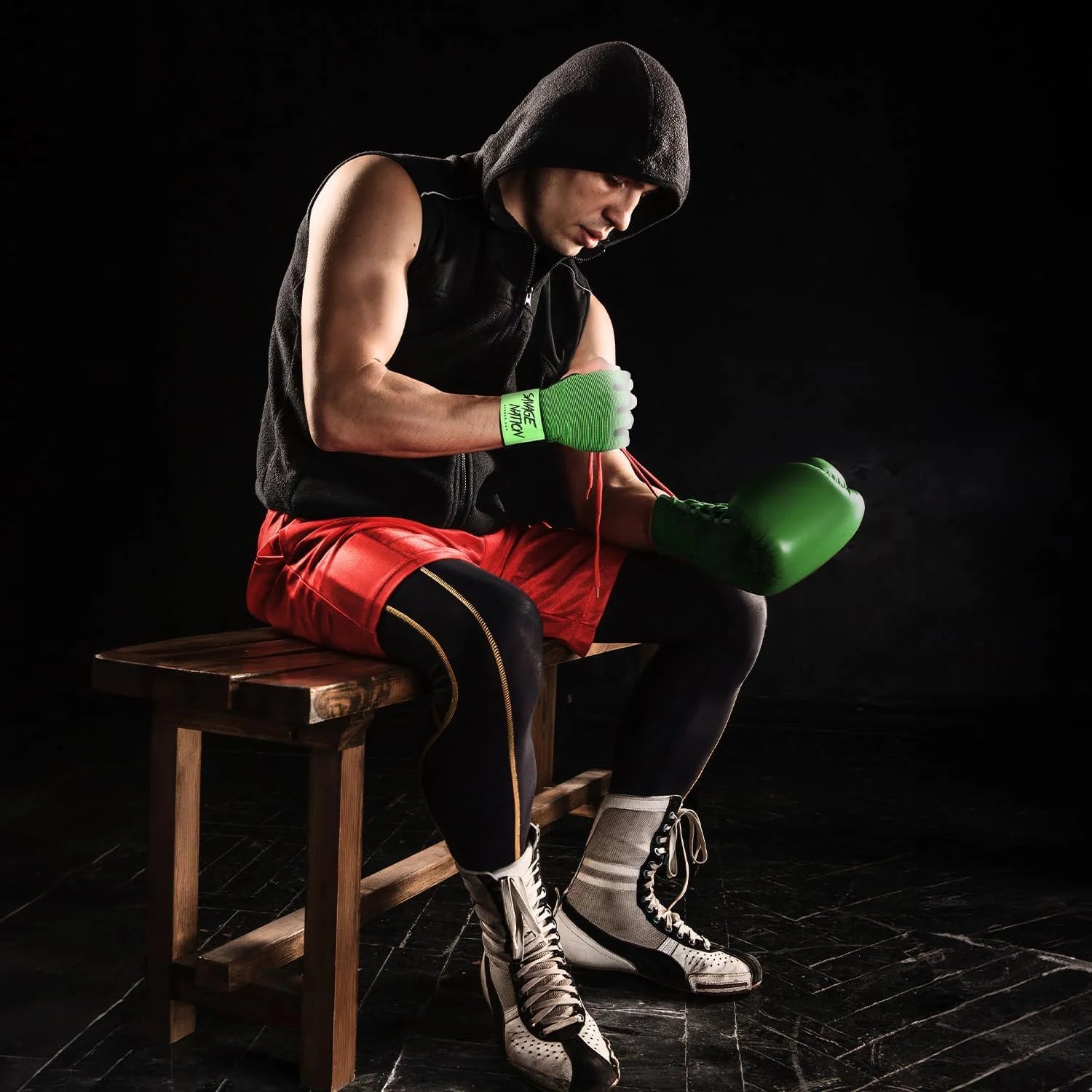 Boxing Hand Wraps Gel Padded Inner Gloves with Wrist Wraps for MMA, Muay Thai, Kickboxing, Training Green (L/XL)