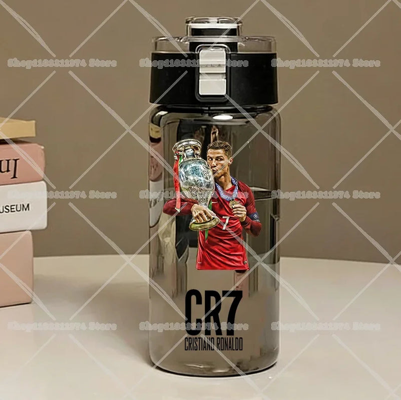 600ML CR7 Sports Water Bottles Cartoon Football Star Ronaldos Large Water Cups New Outdoor Transparent Drinking Bottle Kids Gift