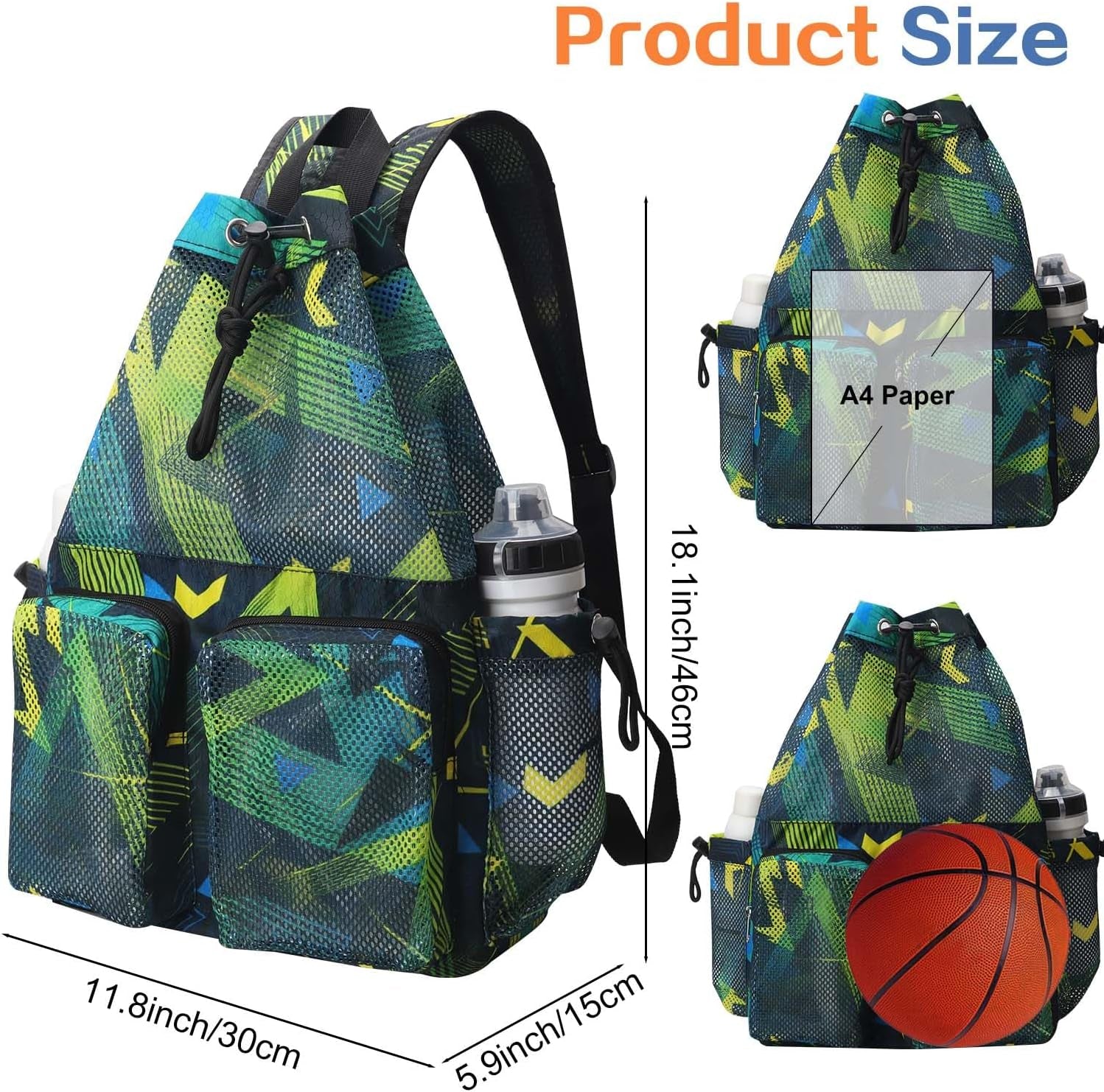 Mesh Swim Bags for Swimmers - Drawstring Backpack for Women Men Teen Swim Team G