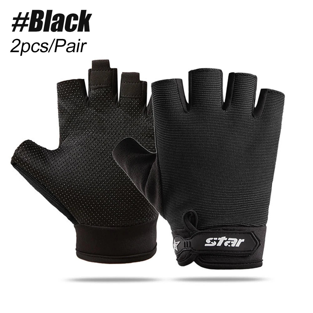 1Pair Fingerless Sports Gloves, Men Women Cycling Gloves, Anti-Slip Breathable Motorcycle Mountain Bike Gloves Workout Gloves