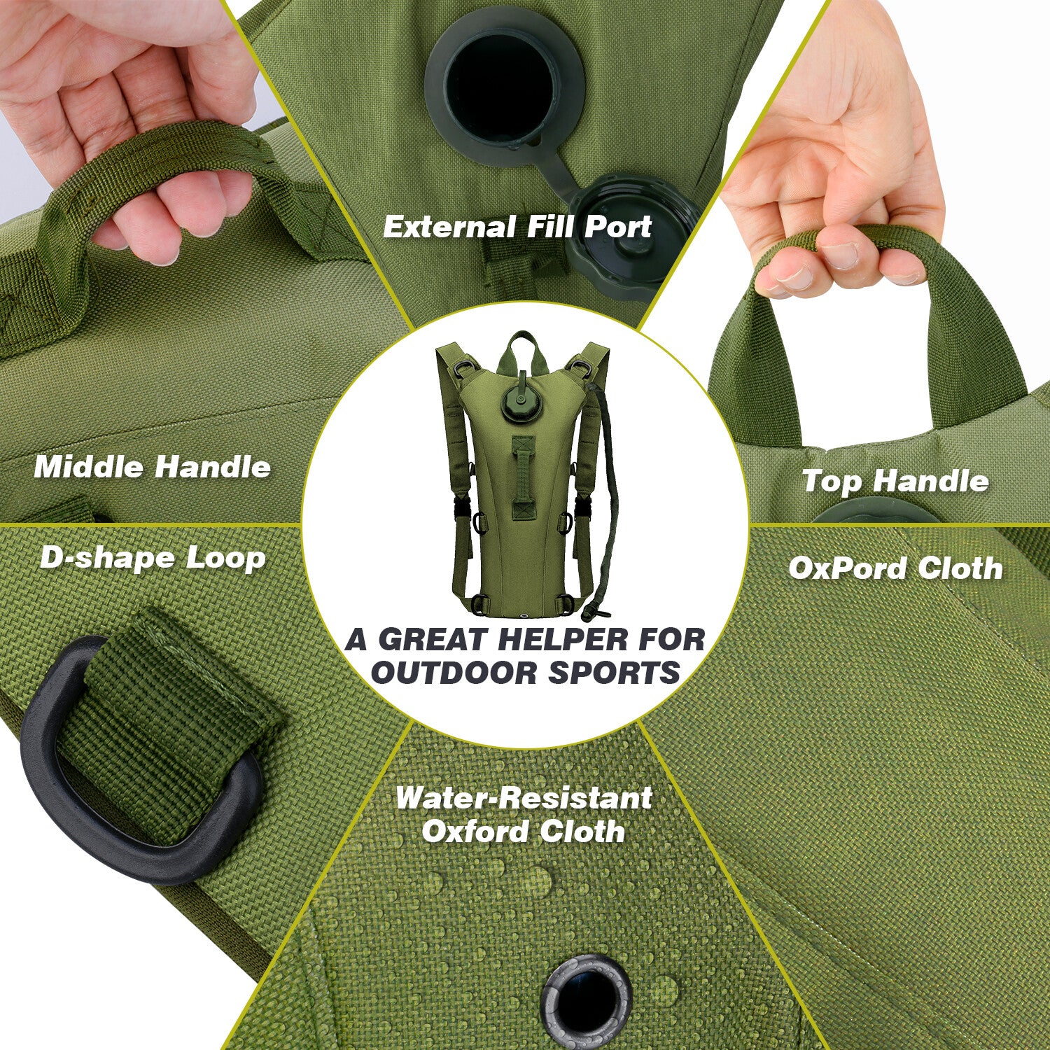 Cycling Hydration Bladder - 3L Leakproof Water Bag for Backpacks (BPA Free) USA