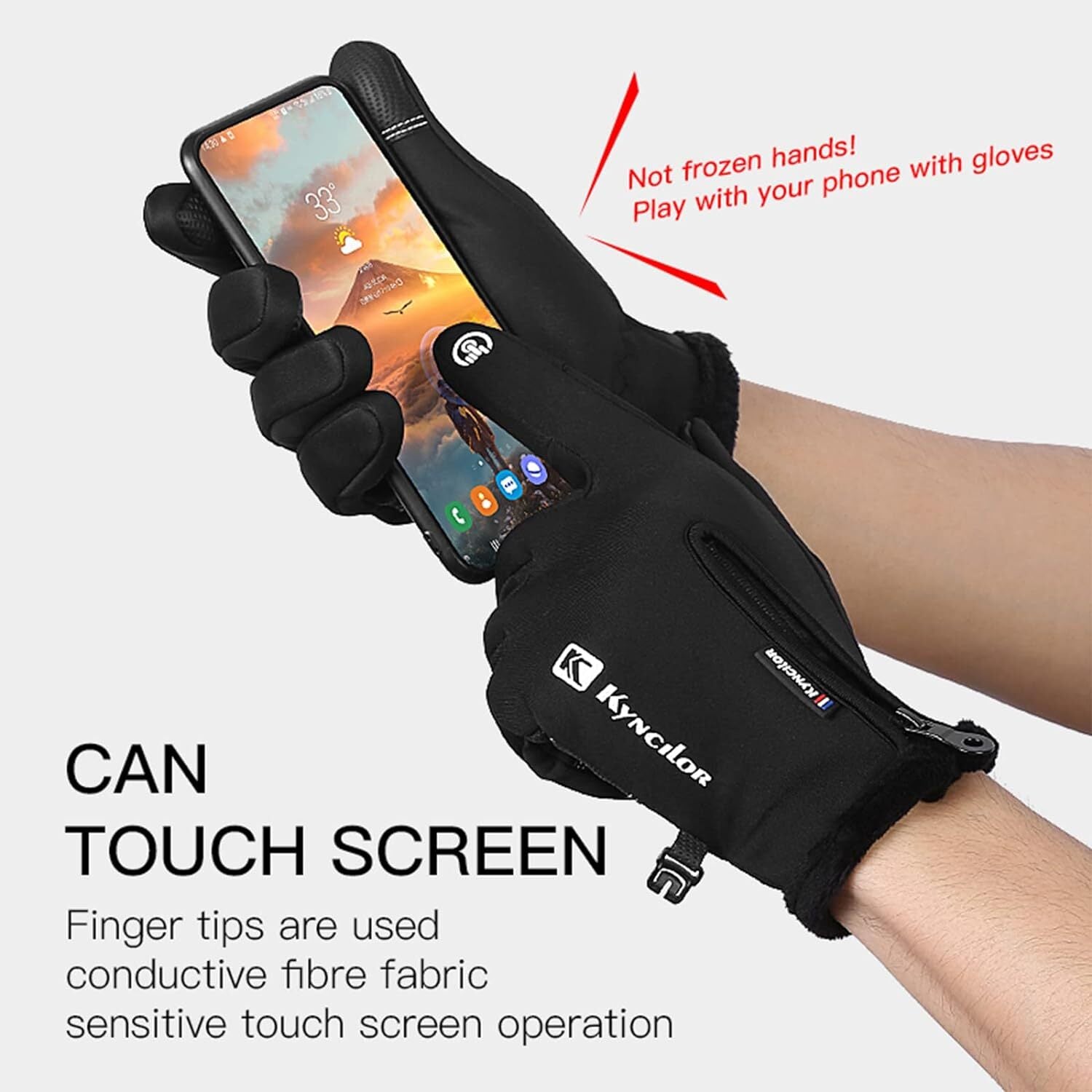 Winter Cycling Gloves Touch Screen Windproof Warm Anti-Slip Gloves for Men Women