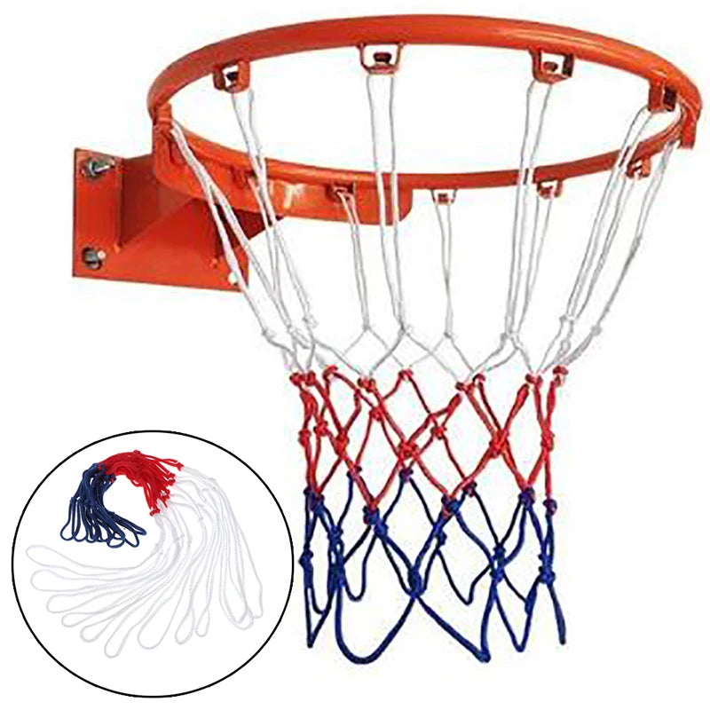 1-3X Standard Basketball Net Durable Polypropylene Fiber Outdoor Sports Basketball Tri-Color Basketball Net Mesh Replacement