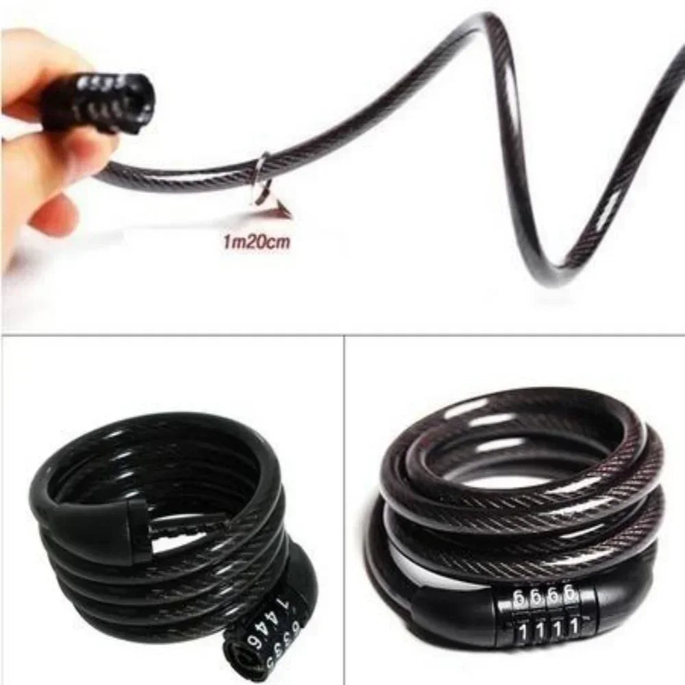 Heavy Duty Strong Motorcycle 4 Digital Code Mountain Bike Cycle Security Chain Padlock Fixed Password Anti-Theft Lock
