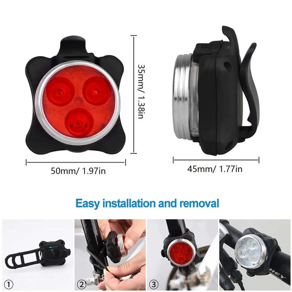 Bicycle Headlight Tail Light Outdoor Night Lights Warning Lights Usb Rechargeable Led Waterproof Bike Light