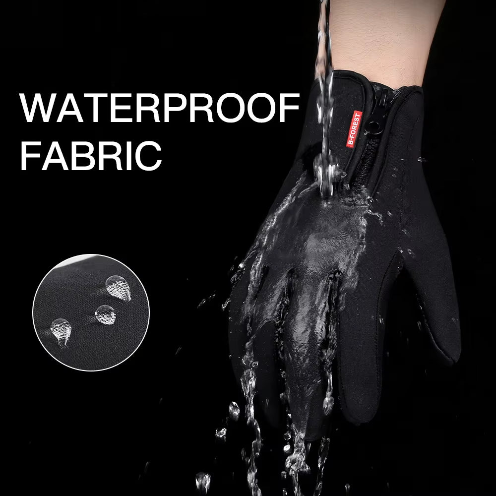 Winter Gloves for Men Women Touchscreen Windproof Thermal Warm Cycling Glove with Zipper Non-Slip Outdoor Driving Sport Gloves
