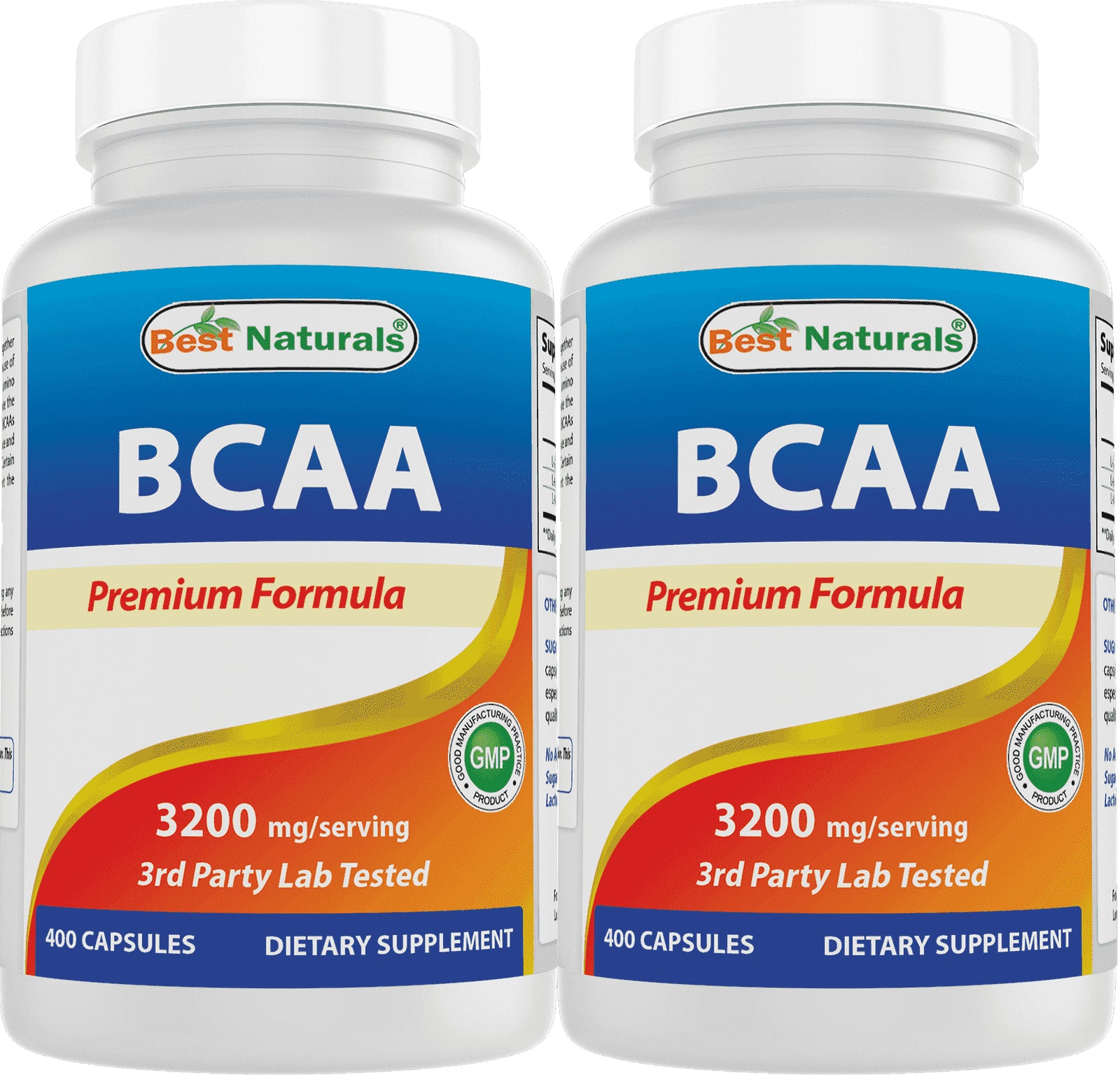 2 Pack BCAA Branch Chain Amino Acid, 3200Mg per Serving, 400 Capsules