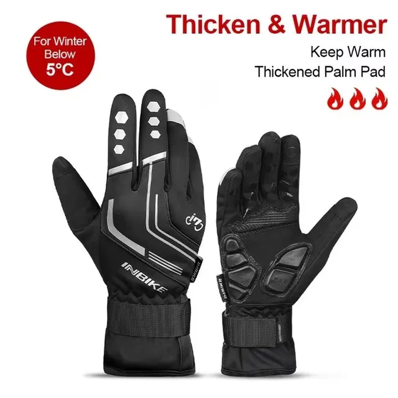 Touch Screen Cycling Gloves Winter Thermal Warm Windproof Full Finger Waterproof Bicycle Road Bike Gloves for Men Women