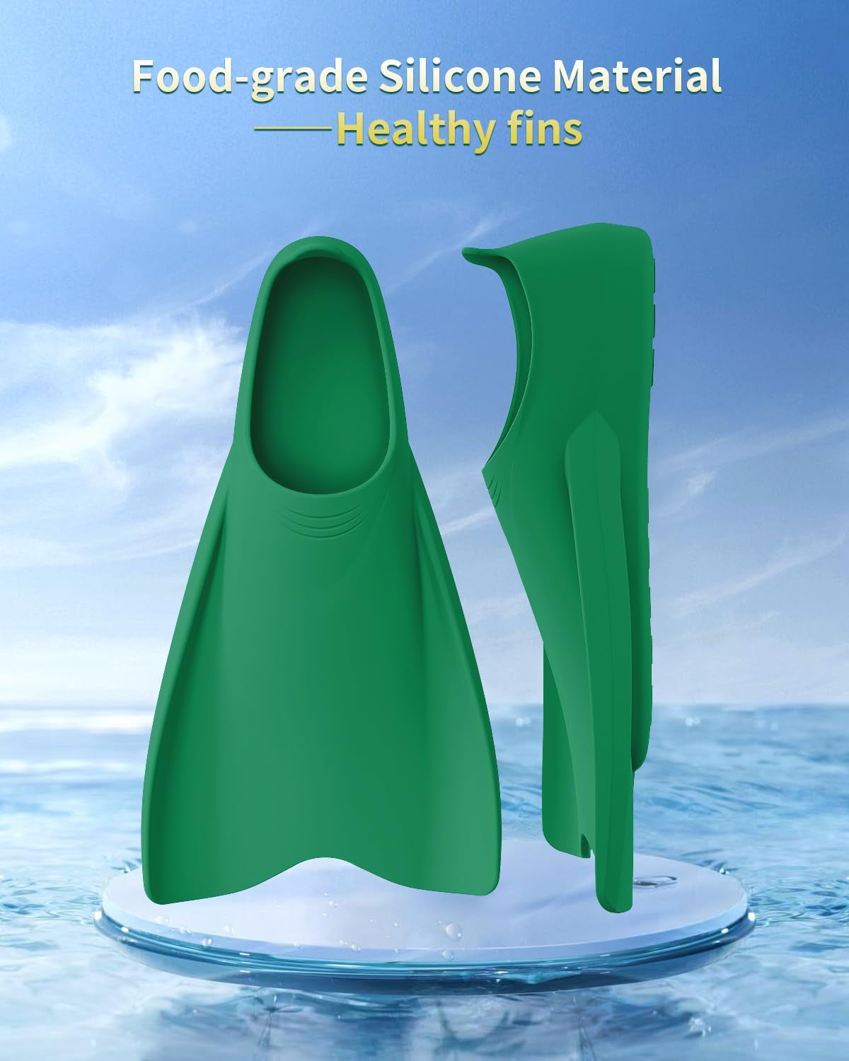 Streamlined Swimming Fins,Training Short Flippers,Silic