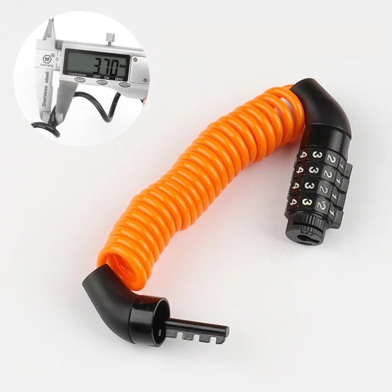 Helmet Lock Anti-Theft 4 Digit Password MTB Road Bike Locks for Scooter Motorcycle Portable Cycling Bicycle Cable Lock