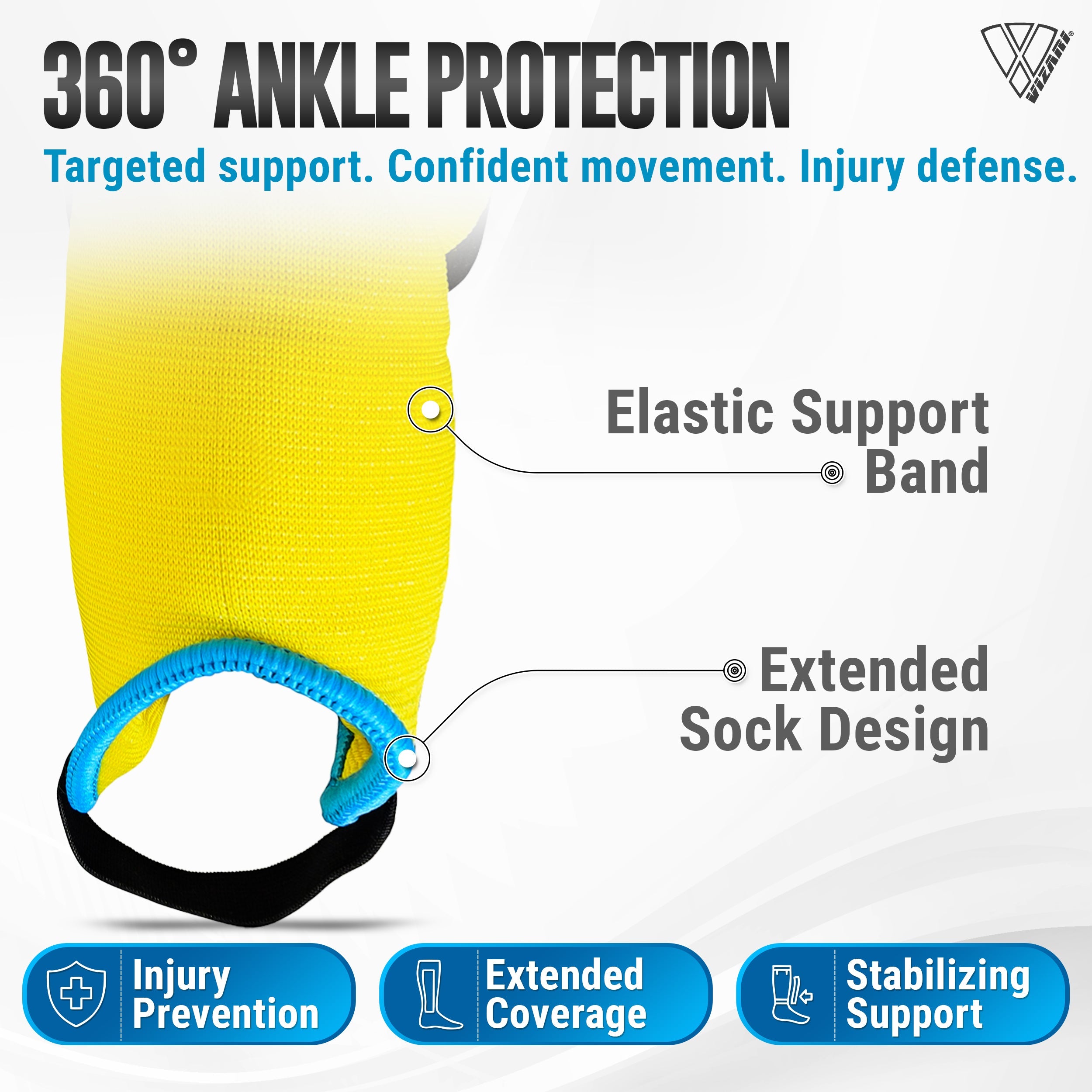 Malaga Shin Guards with Ankle Protection for Kids, Youth, and Adults | Lightweight Soccer Pads for Boys and Girls Ages 3+ - SKY/YELLOW, L