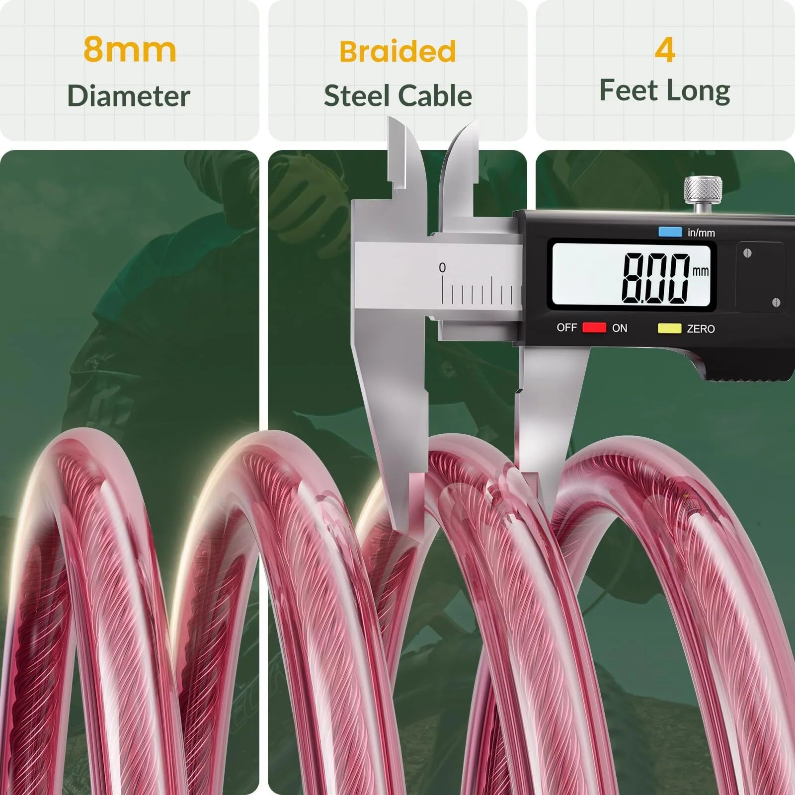 Bike Lock Cable, 4 Feet Combination Bicycle Cable Lock, Pink