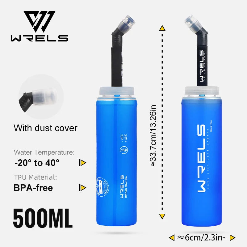 TPU Collapsible Soft Water Bottle for Hydration Pack Soft Flask Folding Water Bottles Bpa-Free Sports Running Bottles