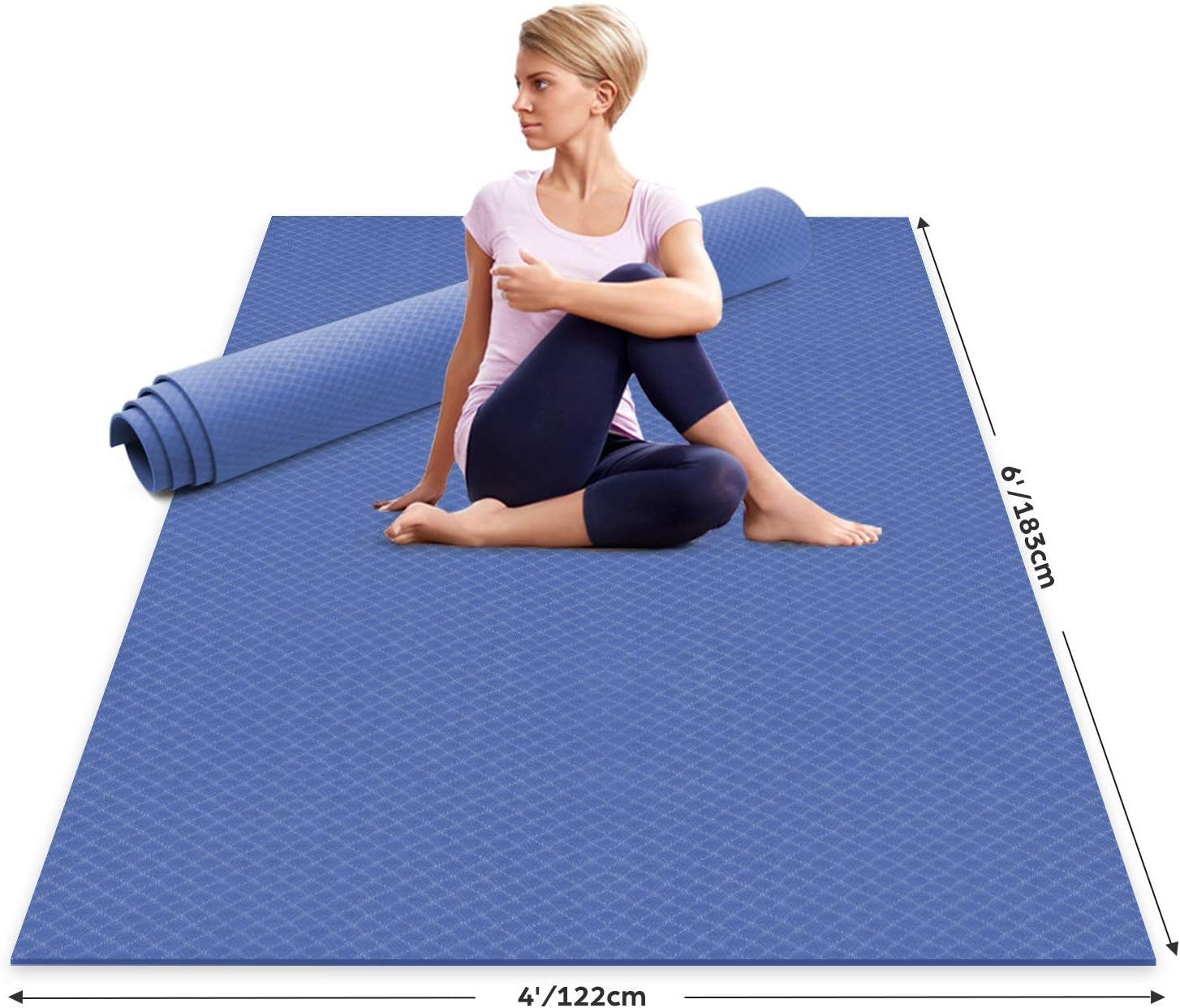 Large Yoga Mat for Pilates Stretching Home Gym Workout, Extra Thick Non Slip Exercise Mat, Extra Wide Fitness Mat for Men and Women, Mutil-Size X 1/4&