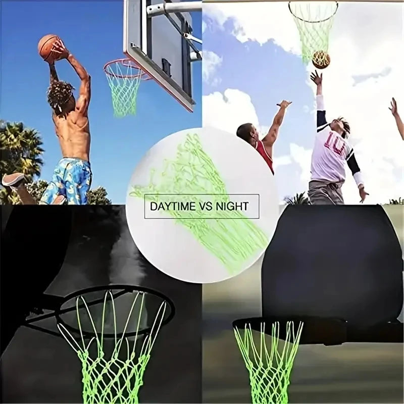 50CM Standard Luminous Basketball Net, Green Fluorescent Basketball Net, Self Luminous Children&
