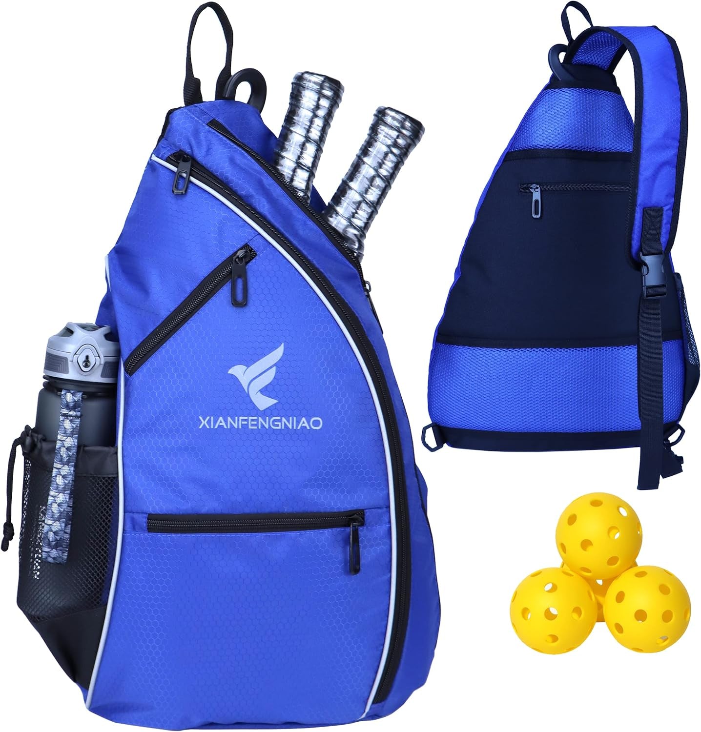 Sling Bag Sports Pickleball Bag Pickleball Backpack for Men Women Adjustable Tennis Bag for Pickleball Paddle with Fence Hook,Water Bottle Holder
