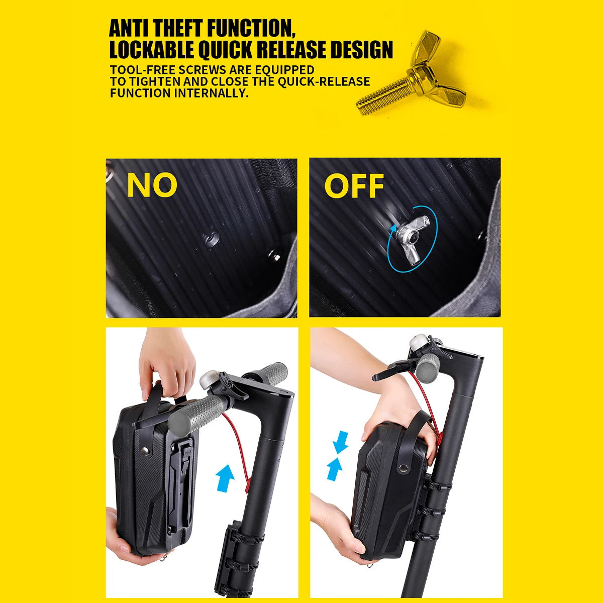 Electric Scooter Handlebar Bag EVA Hard Shell Quick-Detachable Front Storage Bag with Waterproof Design