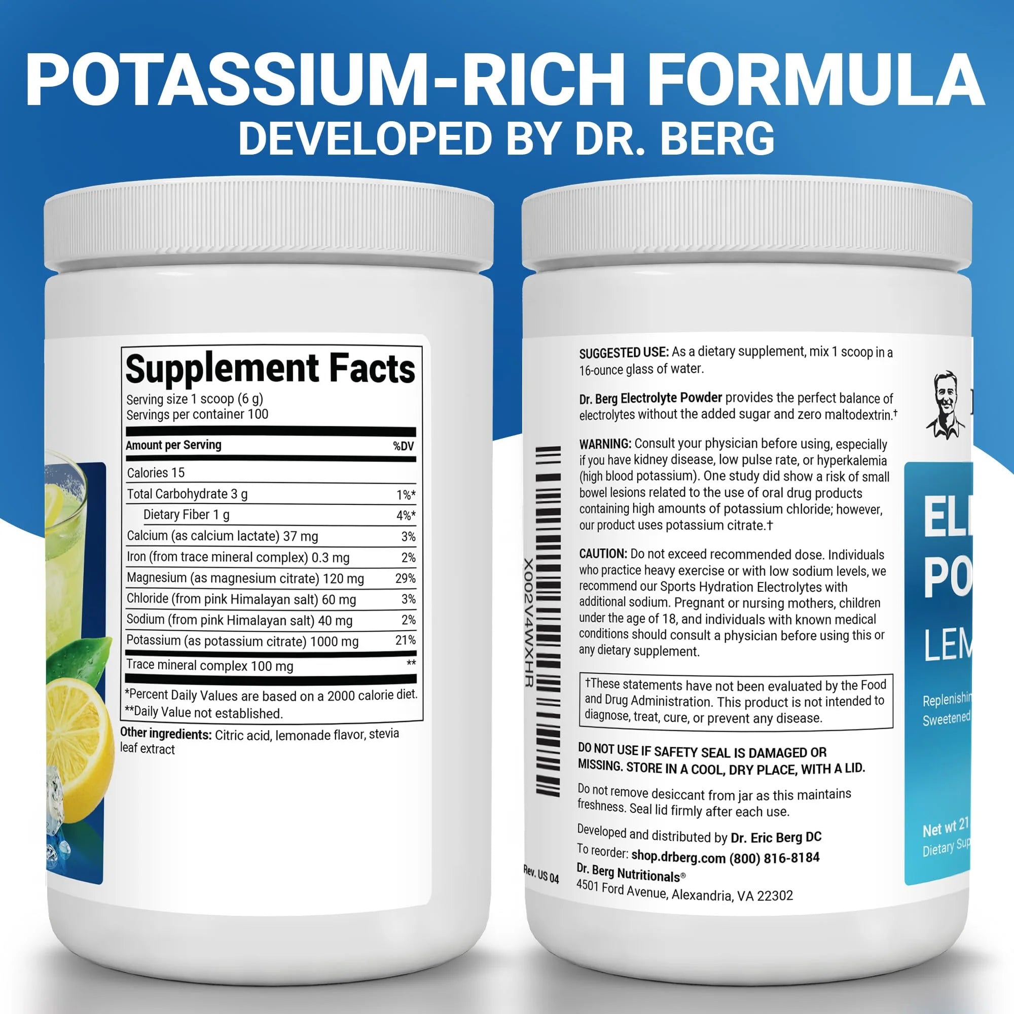 Electrolyte Powder Lemonade - Hydration Powder, 100 Servings