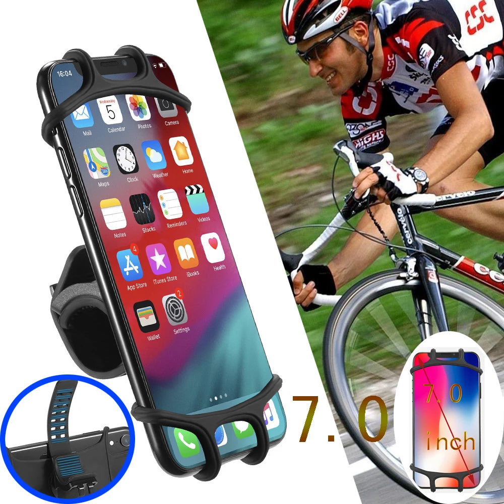 Bicycle Bracket Universal Shockproof Elastic Silicone Base Phone Bracket Cycling Bike Mountain Bike Bike Phone Dvr Gps Bracket