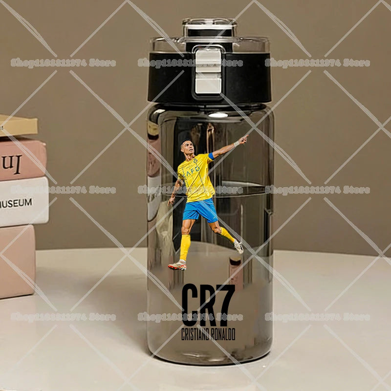 600ML CR7 Sports Water Bottles Cartoon Football Star Ronaldos Large Water Cups New Outdoor Transparent Drinking Bottle Kids Gift