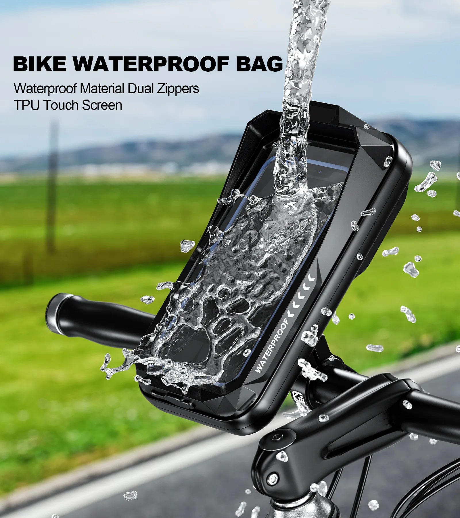 Bike Phone Handlebar Bag Holder Bike & Sun-Visor Cover Handlebar Mount Base Touch-Screen Mobile Phone Waterproof Bike Bag