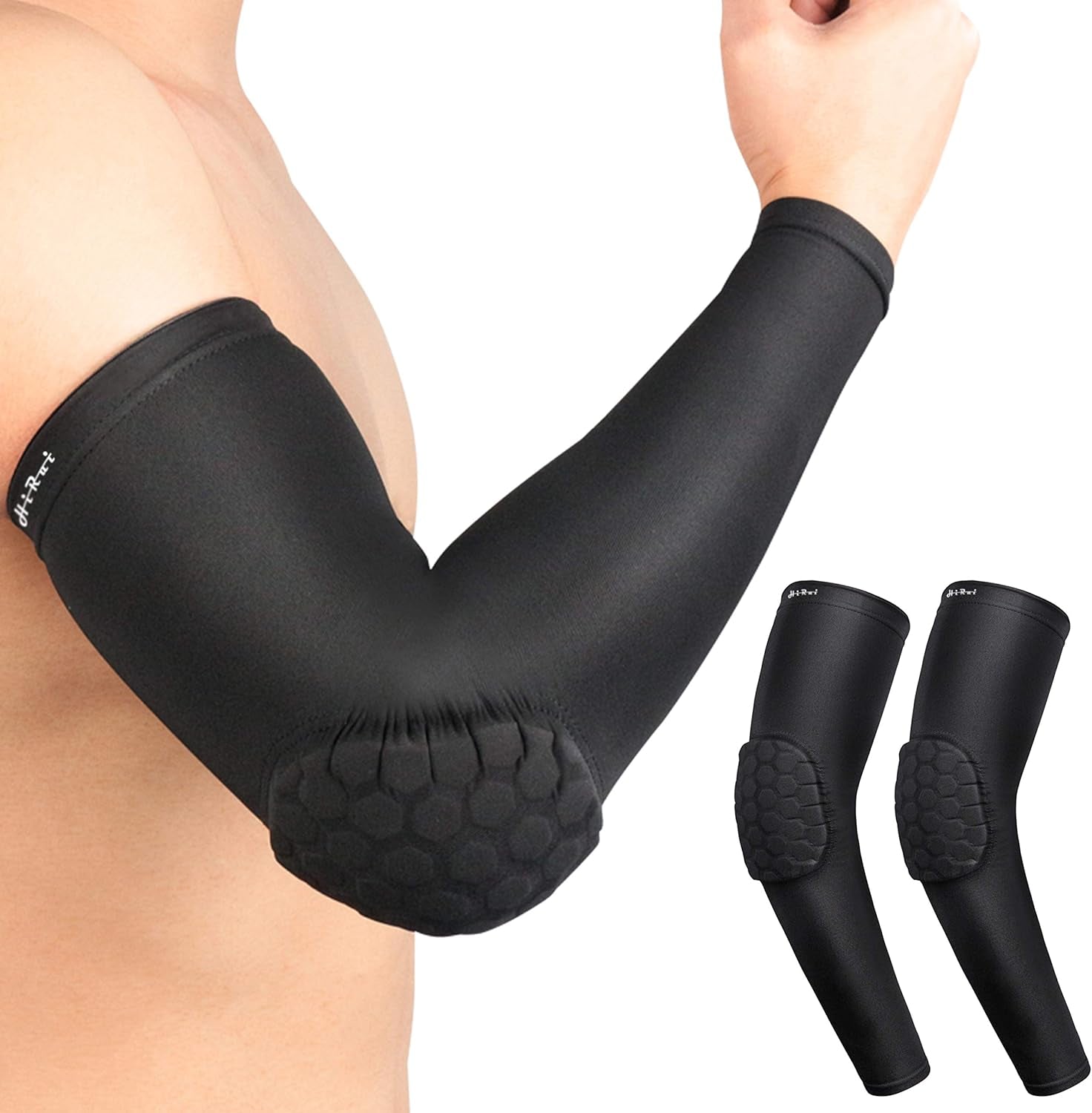 Elbow Pads Elbow Brace, Basketball Shooter Sleeves Arm Compression Sleeve Collision Avoidance Elbow Pad for Cycling Football Volleyball Baseball, Youth Adult Women Men ((Pair) Black, L)