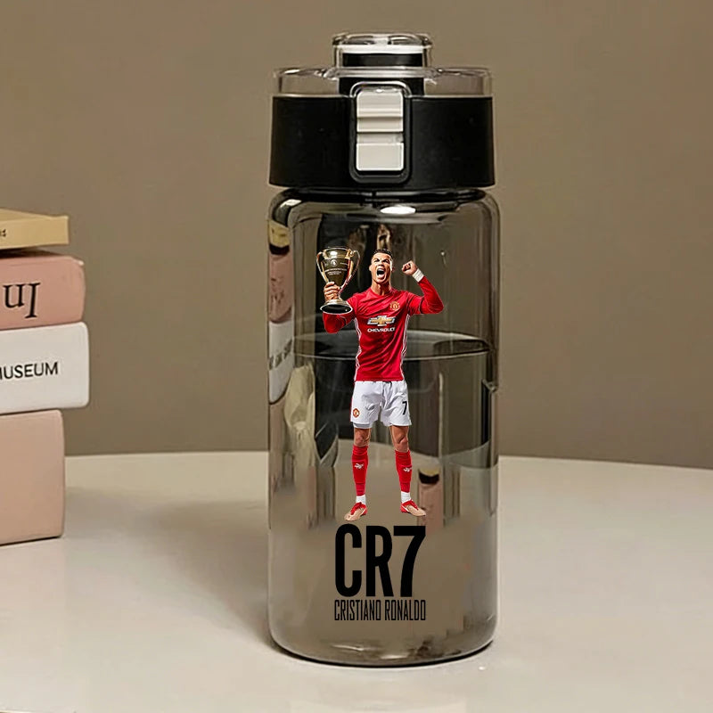 600ML CR7 Sports Water Bottles Cartoon Football Star Ronaldos Large Water Cups New Outdoor Transparent Drinking Bottle Kids Gift