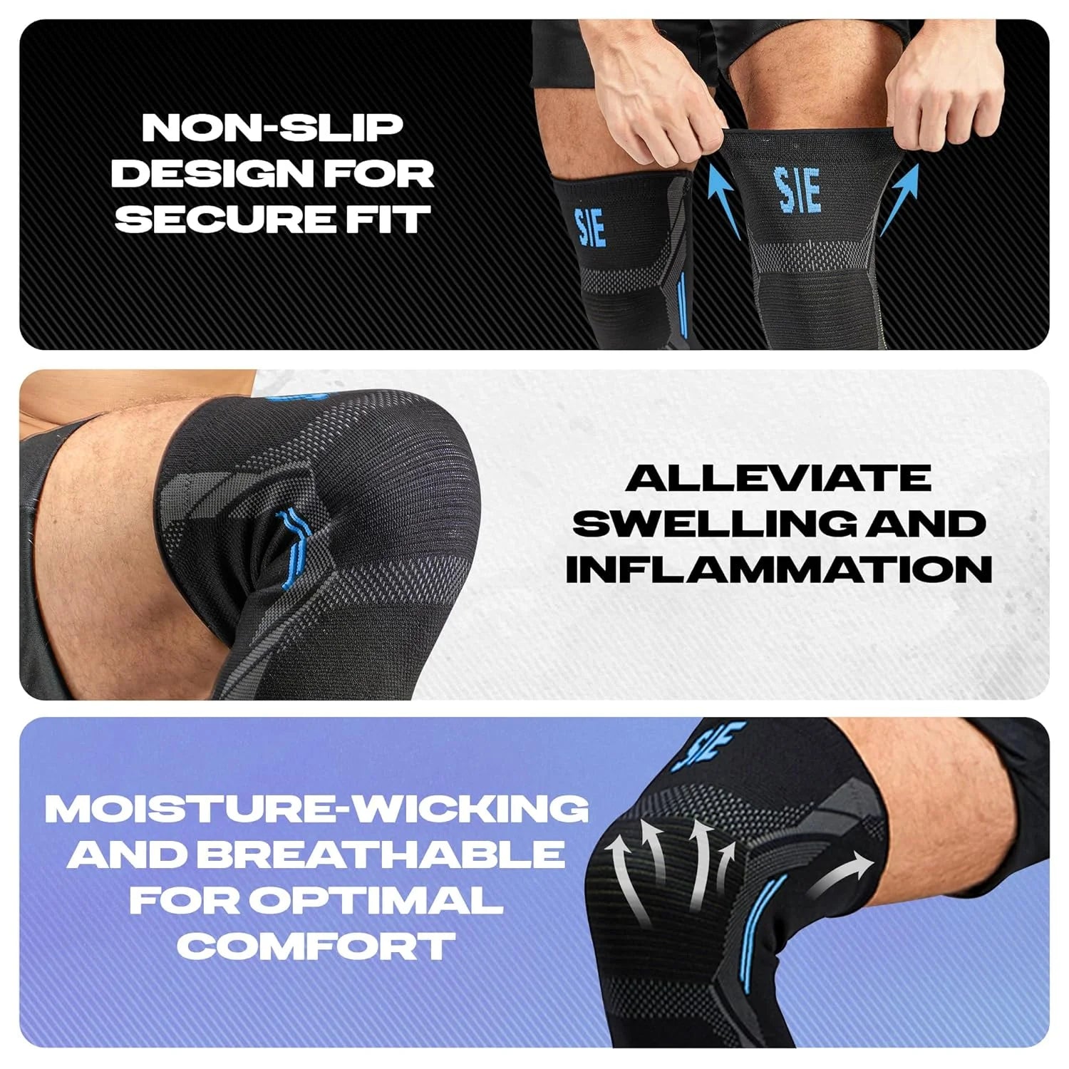 2-Pack Knee Braces for Men & Women – Pain Relief Compression Sleeves for Meniscus Tears, ACL, Arthritis, Gym & Weightlifting
