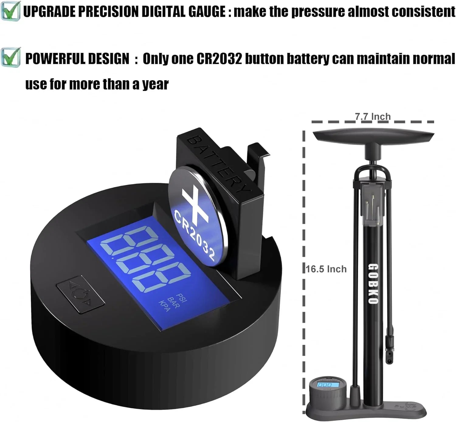 Bike Pump Bicycle Floor Pump with Digital Gauge,Bicycle Pumps with Presta and Schrader Tire Pump Multifunctional Air Pump for Road Bike MTB Sports Balls Pump High Pressure 160Psi & 11Bar