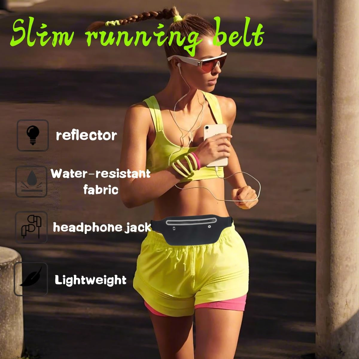 Slim Running Belt Fanny Pack Running Phone Hold Pouch Bag for Workout Jogging