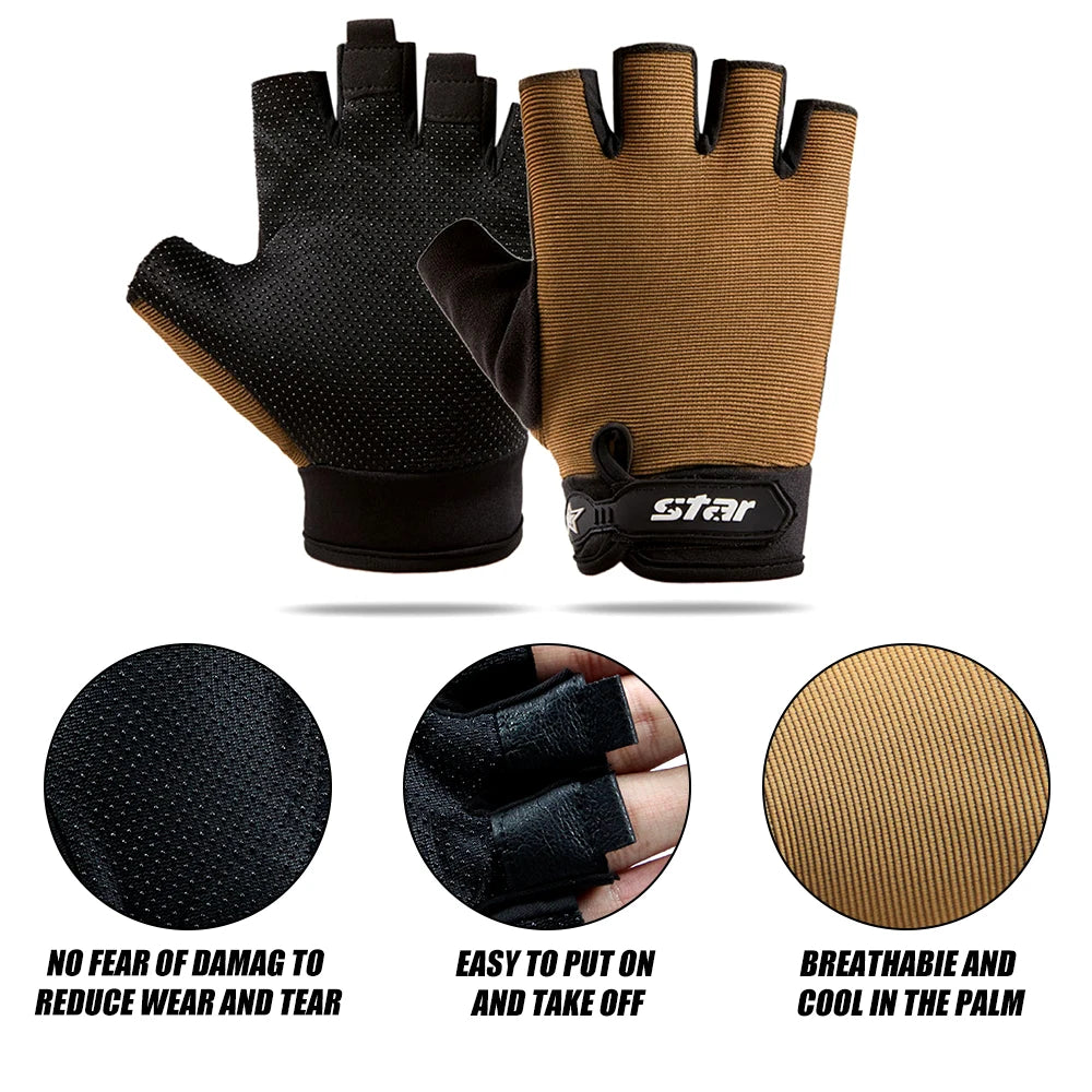 1Pair Fingerless Sports Gloves, Men Women Cycling Gloves, Anti-Slip Breathable Motorcycle Mountain Bike Gloves Workout Gloves