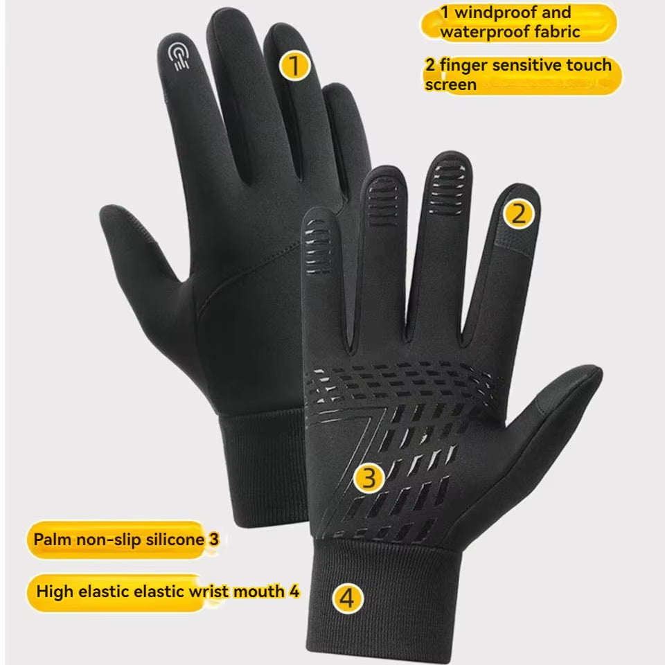 GTUBIKE Cycling Gloves for Men Women Motorcyclist Autumn Winter Warm Camping Gloves Ski Bicycle Velvet Touch Screen Waterproof