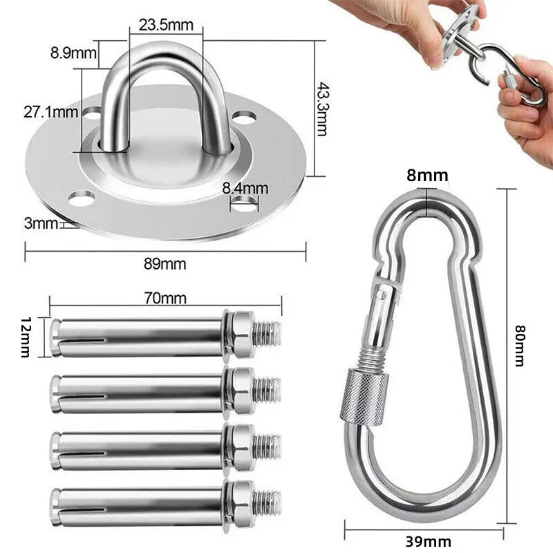 Stainless Steel Suspension Bracket Hammock Mount Ceiling Hook Anchor Hanger for Gym Training Aerial Yoga Sex Swing Hanging Kit