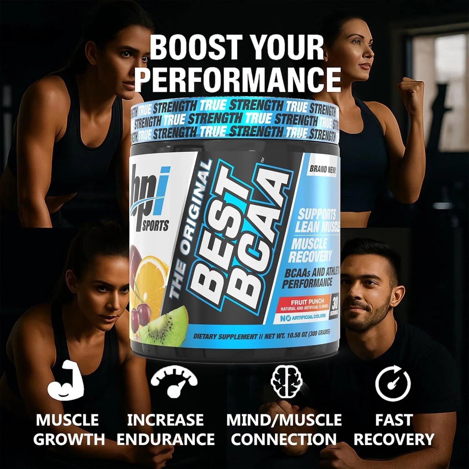 Best BCAA Powder, Fruit Punch, 10.58 Oz, 30 Servings, Amino Acids for Muscle Recovery