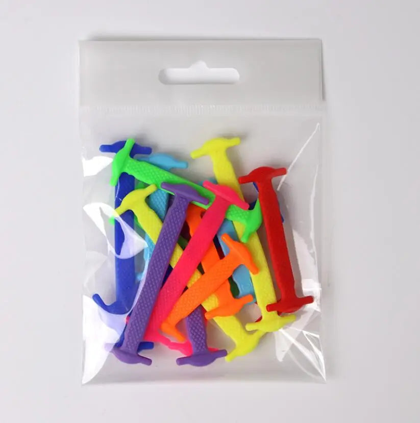 16Pcs/Lot Silicone Shoelaces No Tie Shoelaces 12 Colors Elastic Lace Shoelace Creative Lazy Silicone Laces Rubber Lace