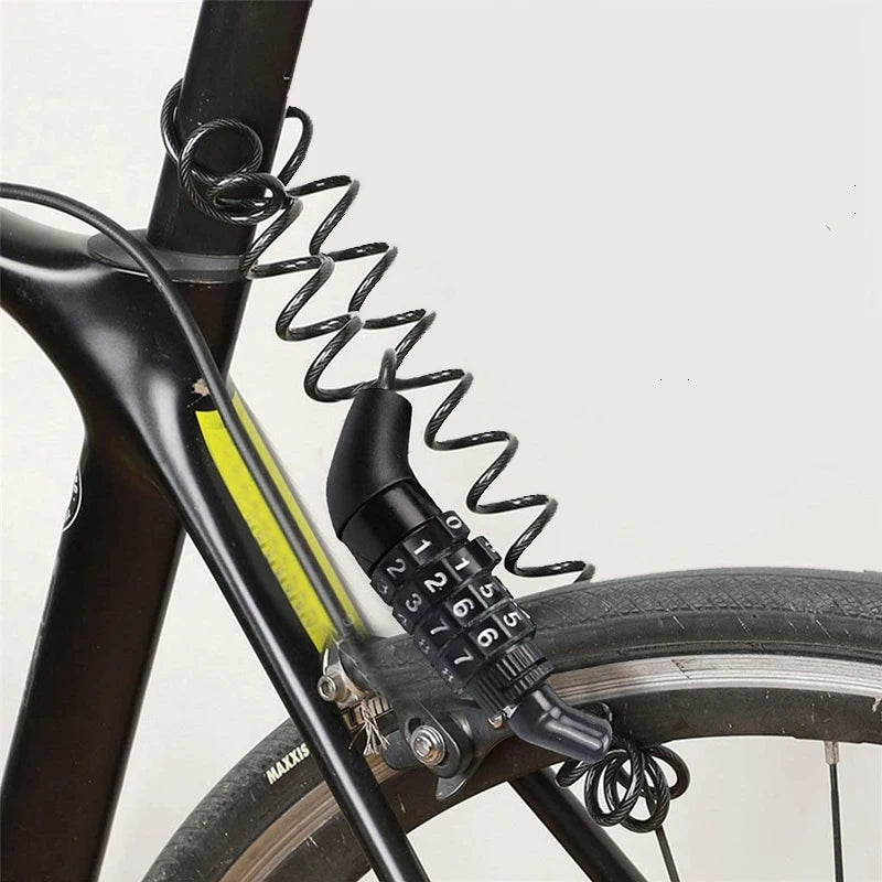 Helmet Lock Anti-Theft 4 Digit Password MTB Road Bike Locks for Scooter Motorcycle Portable Cycling Bicycle Cable Lock