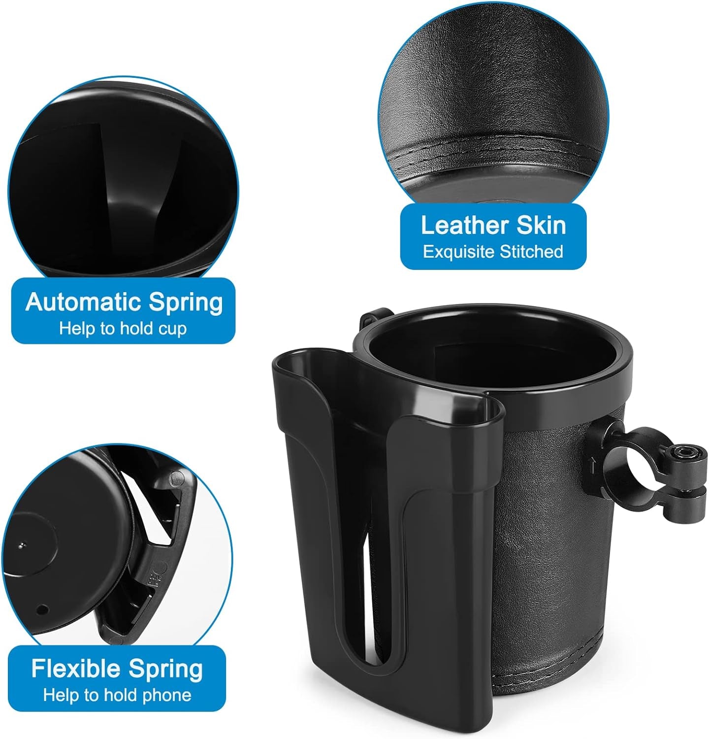 3-In-1 Bike Cup Holder with Cell Phone Keys Holder, Bike Water Bottle Holders, U