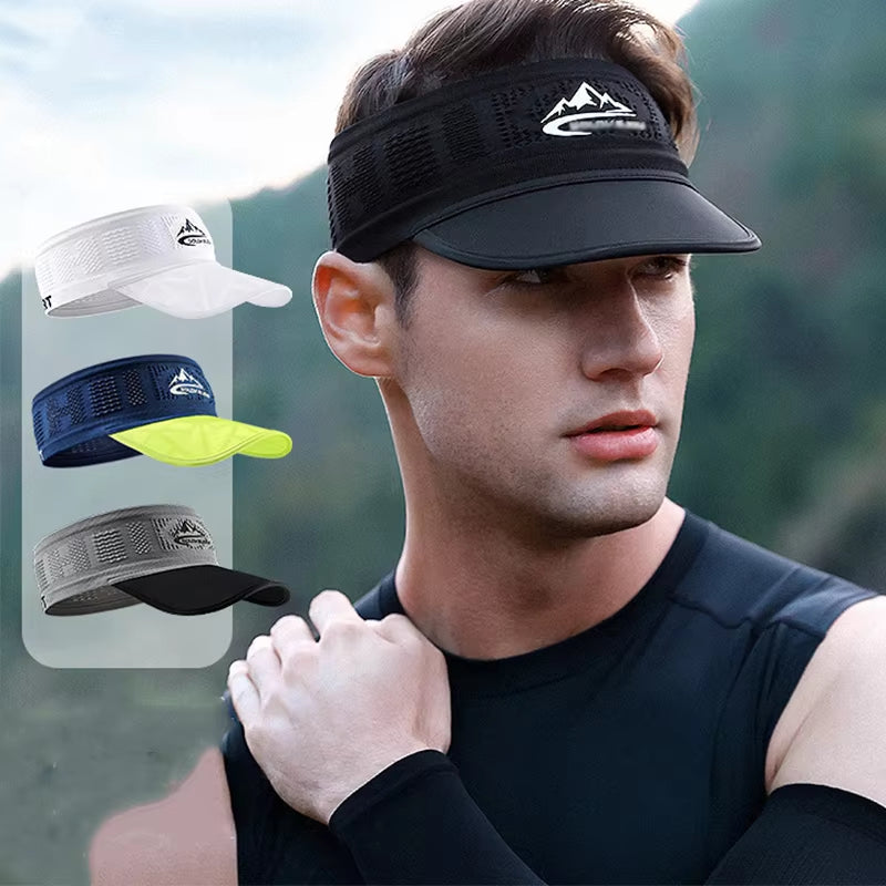 Summer Sun Hats Running Caps for Men Women Quick Dry Breathable Mesh Visor Hat Top Empty Tennis Golf Cycling Hat Baseball Cap