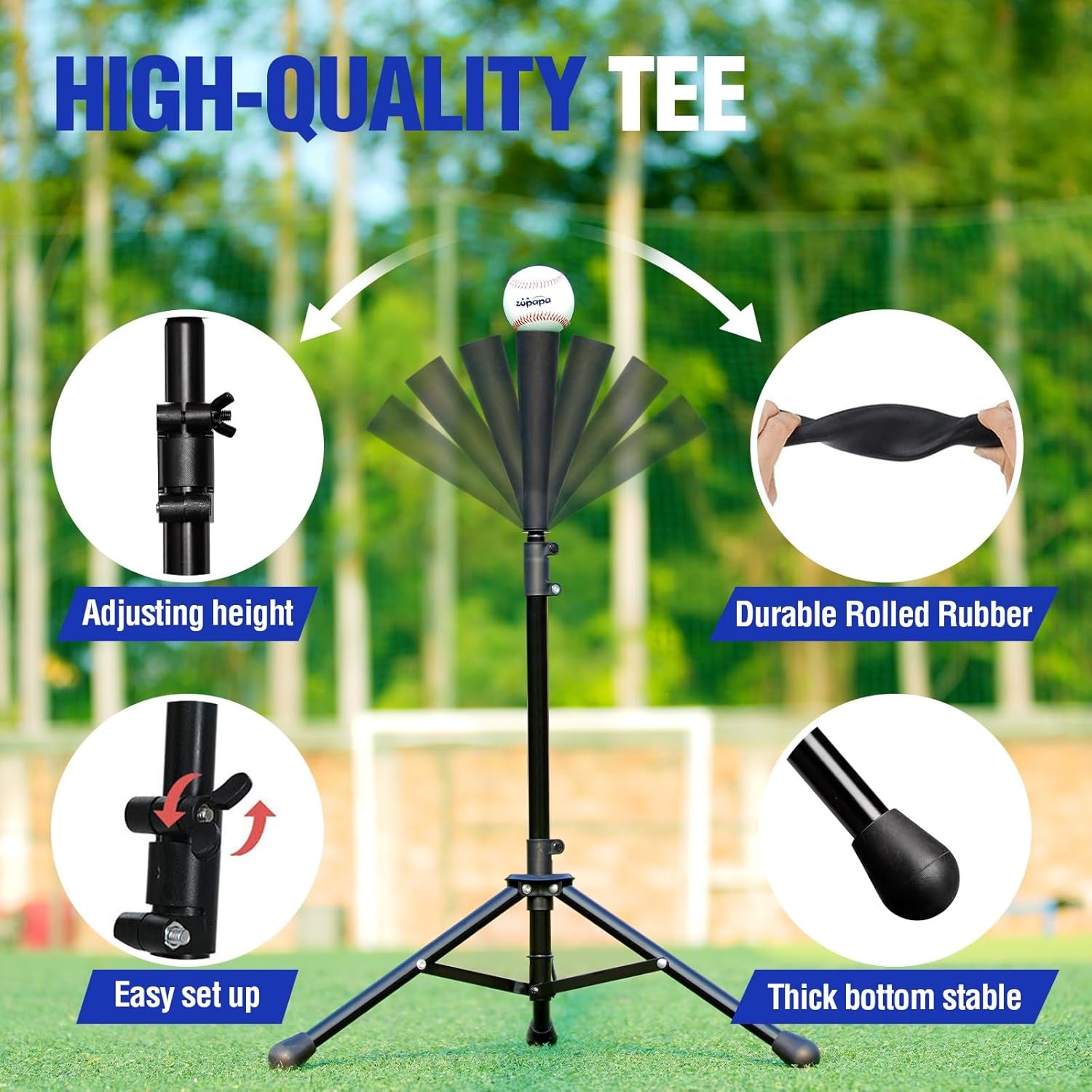 Baseball Softball Practice Combo - 7 X 7 Feet Net Tee Caddy 12 Pack Baseballs Set, Upgraded Vivid Strike Zone, Baseball Backstop Practice Net for Hitting Pitching Batting Catching